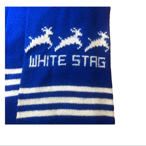 Vtg 80s Winter Scarf White Stag - Picture 3 of 4
